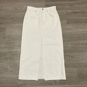 Madewell Rilee Denim Jean Midi Skirt in Tile White